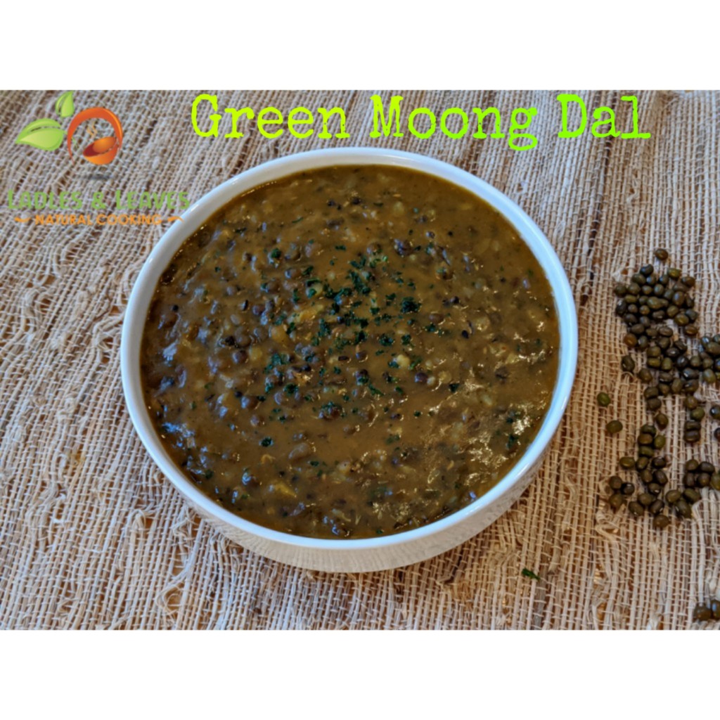 Green Moong Dal Ladles and Leaves
